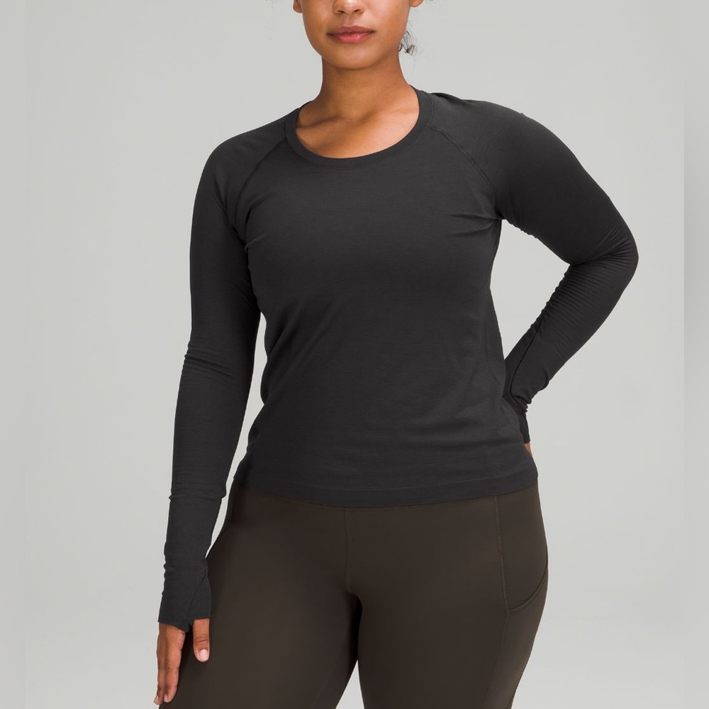 LULULEMON NWT Swiftly Tech Long-Sleeve Shirt 2.0*Waist Length race BLACK